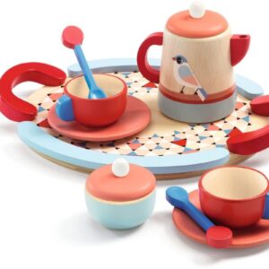 TEA TIME drewniany zestaw z tacą