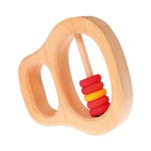 DREWNIANA GRZECHOTKA z czerwonymi krążkami