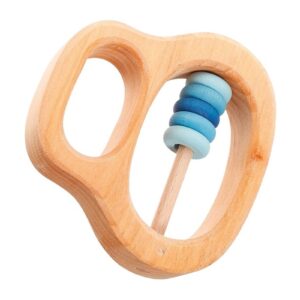 DREWNIANA GRZECHOTKA z niebieskimi krążkami