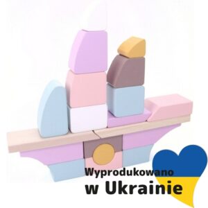 Cubika, Zestaw klocków drewnianych statek 19 elem. (uszkodzone opakowanie)