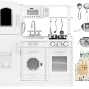 Drewniana biała kuchnia akcesoria i fartuszek