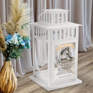 Biała latarenka z personalizacją – pamiątka ślubna i dekoracyjny lampion