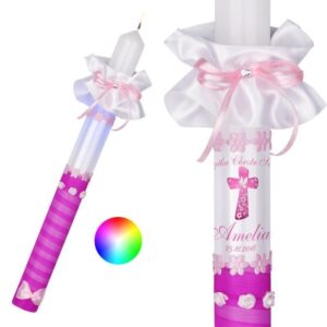 Chrzest: świeca podświetlana Model G1 z nadrukiem zdjęcia dziecka