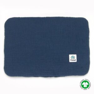 Poduszka muślinowa płaska 20x30 GOTS granatowa