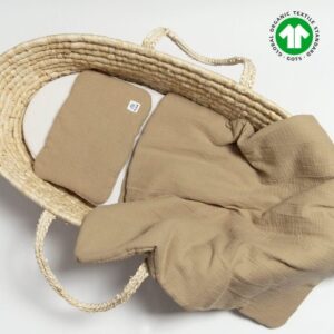 Zestaw pościeli muślinowej 100% bawełna organiczna 60x70 beżowa