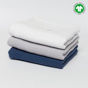 3-pak pieluszek z muślinu organicznego 50x50 GOTS biały - szary - granatowy