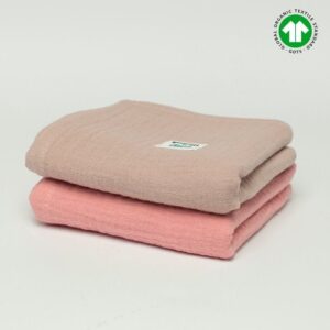 Dwupak pieluszek z muślinu organicznego GOTS | 50x50 cm | pudrowy róż - różowy