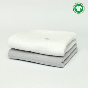 Zestaw dwóch pieluszek z muślinu organicznego GOTS | 50x50 cm | 2 szt | biały - szary