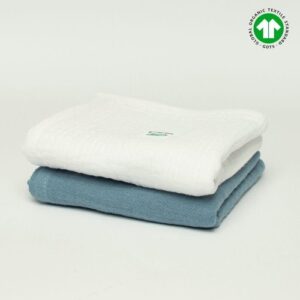 Muślinowe pieluszki GOTS 50x50cm biała - jeans
