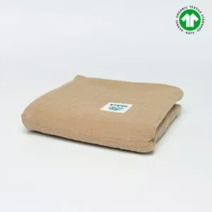 Pieluszka z muślinu bawełna organiczna GOTS 50x50 cm beżowa