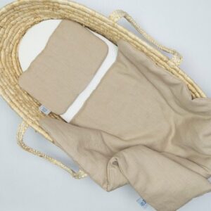 Pościel lniana beżowa z wypełnieniem do gondoli 60x70