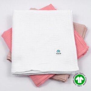 Otulacz muślinowy biały 100x100 bawełna organiczna GOTS