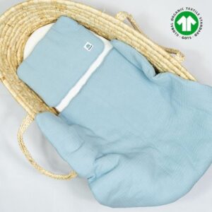Pościel muślinowa z bawełny organicznej 60x70 baby blue błekitny