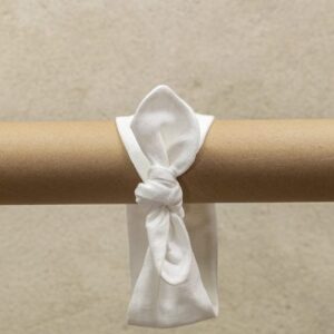 Lniana opaska z kokardą pin up | 0-3 mc | biała