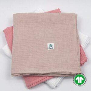 Otulacz muślinowy dla noworodka GOTS | 100x100 cm | pudrowy róż