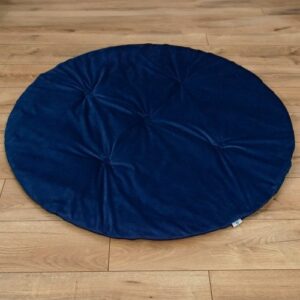 Mata dla niemowlaka do zabawy okrągła 120 cm z miękkiego velvetu granatowa