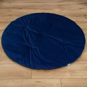 Mata dla niemowlaka do zabawy okrągła 120 cm z miękkiego velvetu granatowa