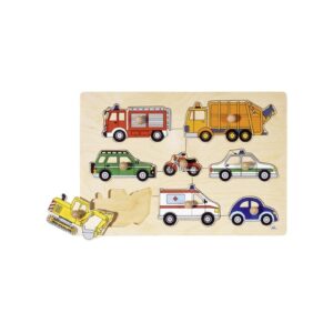 POJAZDY drewniana układanka z uchwytami