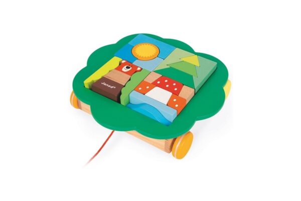 BABY FOREST wózek do ciągnięcia + klocki