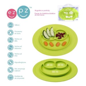 ZIELONY TALERZYK z podkładką 2w1 Mini Mat