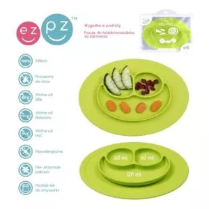 ZIELONY TALERZYK z podkładką 2w1 Mini Mat