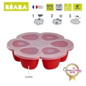 CZERWONY silikonowy pojemnik do mrożenia 6 x 90 ml