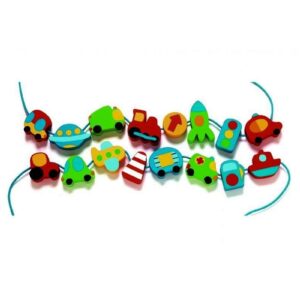 POJAZDY drewniana nawlekanka