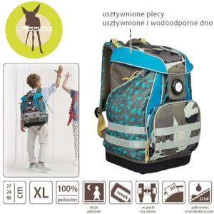 Plecak XL usztywniany z wodoodpornym dnem Dino slate