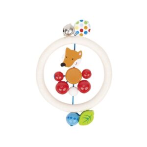 LISEK drewniana grzechotka z dzwoneczkiem