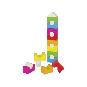 KOLOROWA WIEŻA drewniane klocki zestaw 19 el.