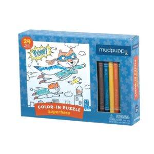 SUPERBOHATEROWIE puzzle kolorowanka z kredkami