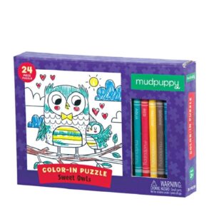 SŁODKIE SOWY puzzle kolorowanka z kredkami