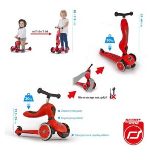 CZERWONY highwaykick 2w1 Jeździk i hulajnoga 1-5 lat