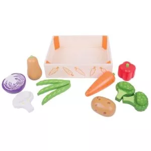 DREWNIANE WARZYWA w skrzyneczce 10 el.