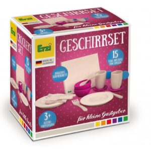 ZASTAWA STOŁOWA drewniany duży zestaw 15 el.