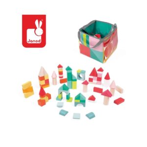 DREWNIANE KLOCKI z matą do zabawy Kubix 80 el.