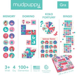 KSIĘŻNICZKI zestaw gier 4w1 memo bingo domino koło fortuny