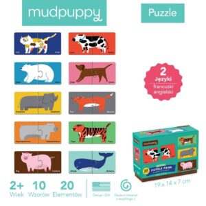 ZWIERZĄTKA dwujęzyczne puzzle angielski francuski