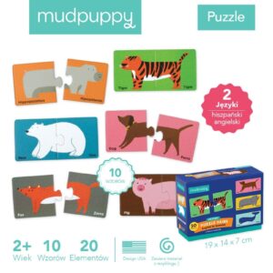 ZWIERZĄTKA dwujęzyczne puzzle angielski hiszpański