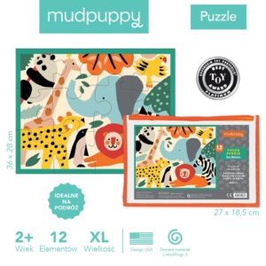 DZIKIE ZWIERZĄTKA puzzle w saszetce 12 el.