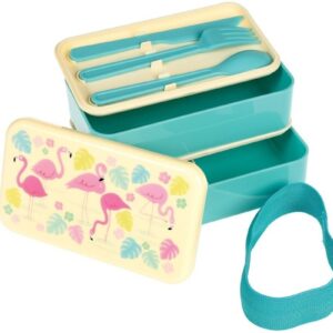 FLAMINGI śniadaniówka bento ze sztućcami adult