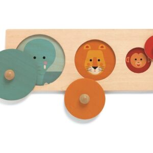 KOŁA drewniana układanka z uchwytami