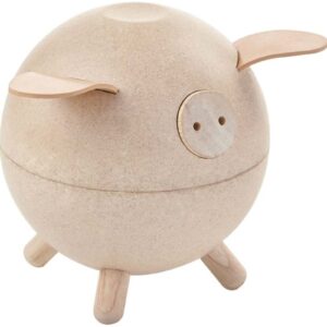 KREMOWA ŚWINKA drewniana skarbonka