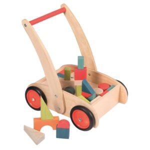 DREWNIANY WÓZEK do pchania z klockami