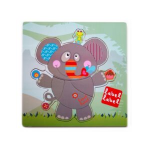 SŁONIK drewniane puzzle 4 el.