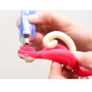 RÓŻOWA MAŁPKA gryzak masujący ze szczoteczką