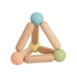 PIRAMIDKA drewniana pastelowa grzechotka