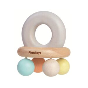 DZWONECZEK drewniana pastelowa grzechotka