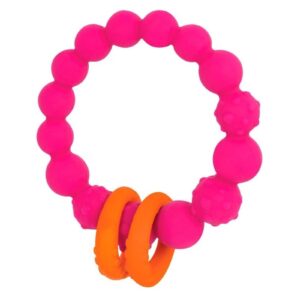 RÓŻOWE KÓŁECZKO z pierścieniami silikonowy gryzak