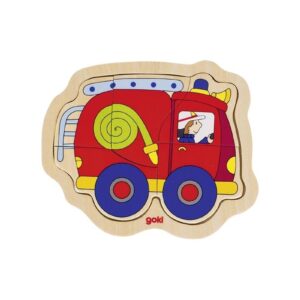 WÓZ STRAŻACKI drewniane pierwsze puzzle 5 el.